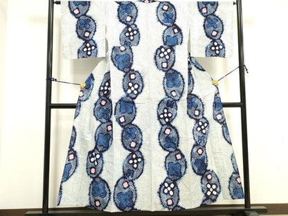 平和屋着物∴夏物 浴衣 有松鳴海絞り 舞花文 綿 逸品 DAAV7286cd