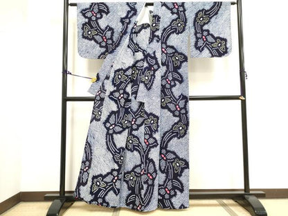 平和屋着物∴夏物 浴衣 有松鳴海絞り 流水蝶文 綿 逸品 DAAV7289cd