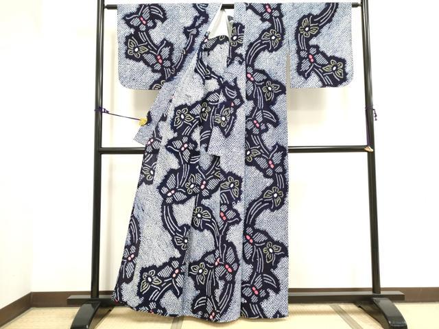 平和屋着物∴夏物 浴衣 有松鳴海絞り 流水蝶文 綿 逸品 DAAV7289cd