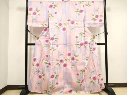 平和屋着物∴夏物 浴衣 綿紅梅 枝花文 綿 逸品 DAAQ4547mcd