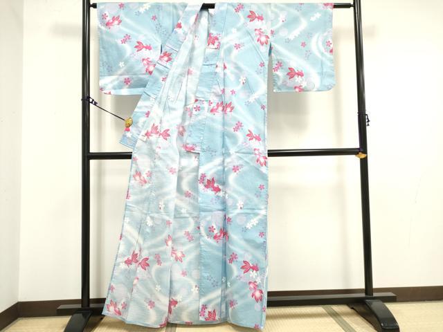 平和屋着物∴夏物　浴衣　金魚　綿　逸品　DAAV7297cd