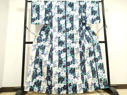 平和屋着物∴夏物 浴衣 花尽くし 百合 ユリ 綿 逸品 DAAV7302cd