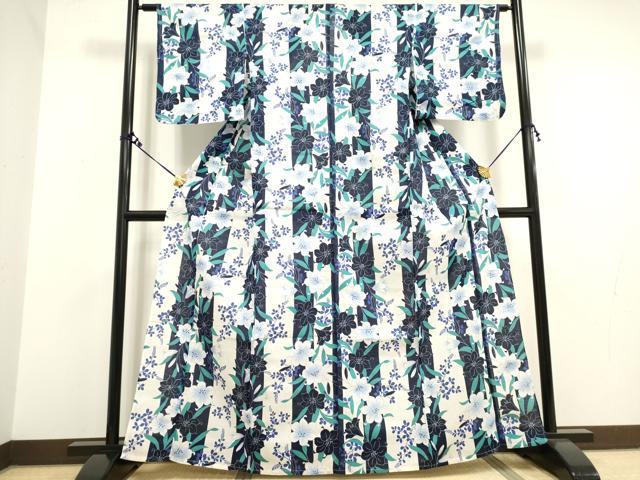 平和屋着物∴夏物 浴衣 花尽くし 百合 ユリ 綿 逸品 DAAV7302cd