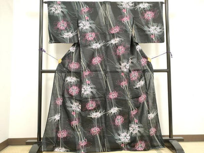 平和屋着物∴夏物　浴衣　彼岸花　綿　逸品　DAAV7303cd
