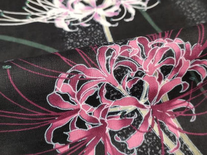 平和屋着物∴夏物　浴衣　彼岸花　綿　逸品　DAAV7303cd