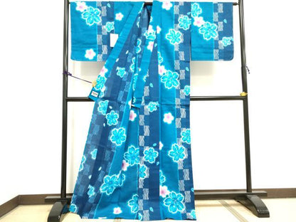 平和屋着物∴夏物 世界的ファッションデザイナー 山本寛斎 kansaiブランド 浴衣 舞花文 桜 綿 逸品 未使用 DAAV7304cd