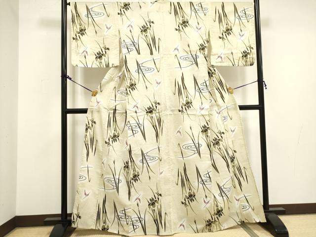 平和屋着物∴夏物 浴衣 杜若 トンボ 綿 逸品 DAAV7306cd