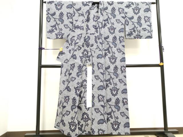 平和屋着物∴夏物　浴衣　草花文　ペイズリー　綿　逸品　DAAV7307cd
