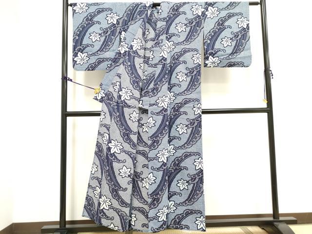 平和屋着物∴夏物　浴衣　立波楓文　綿　逸品　DAAV7314cd