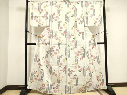 平和屋着物∴夏物　浴衣　綿紅梅　花蝶文　逸品　DAAV7321cd