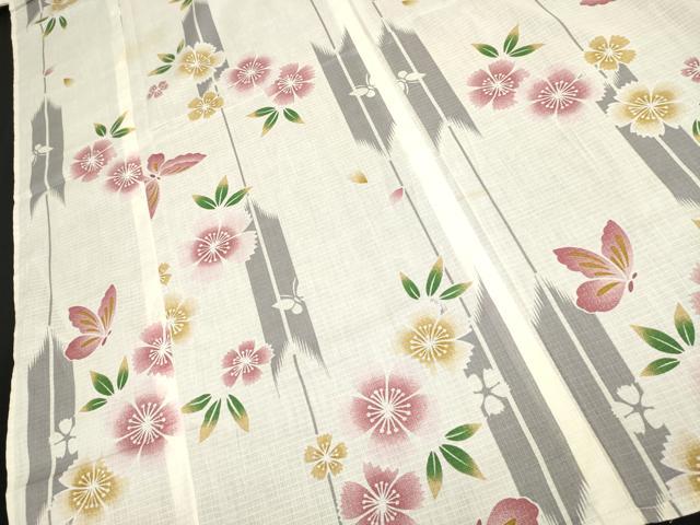 平和屋着物∴夏物　浴衣　綿紅梅　花蝶文　逸品　DAAV7321cd