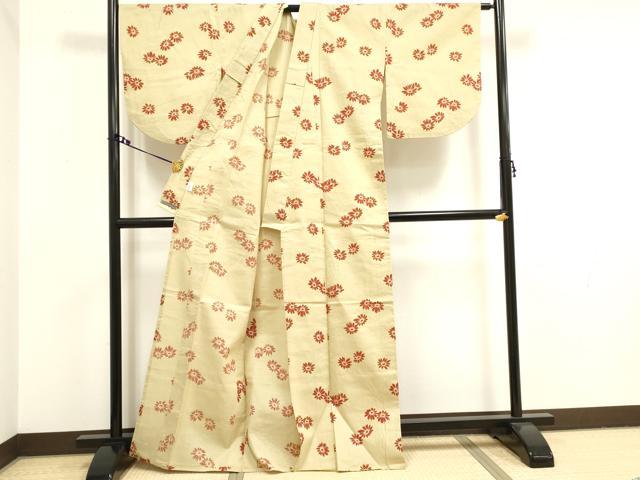 平和屋着物∴夏物 パリコレクション ファッションモデル・デザイナー 山口小夜子 浴衣 綿紅梅 花散らし 逸品 DAAV7323cd