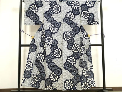 平和屋着物∴夏物 浴衣 有松鳴海絞り 花繋ぎ 綿 逸品 DAAV7332cd
