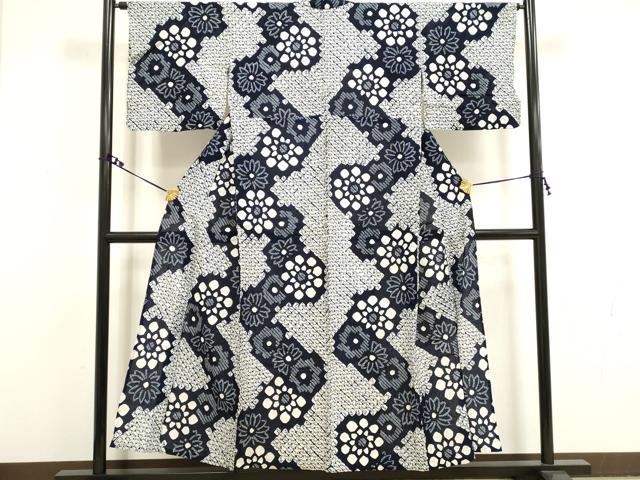 平和屋着物∴夏物 浴衣 有松鳴海絞り 花繋ぎ 綿 逸品 DAAV7332cd