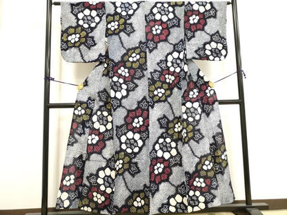 平和屋着物∴夏物 浴衣 有松鳴海絞り 草花文 綿 逸品 DAAV7333cd