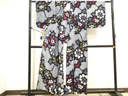 平和屋着物∴夏物 浴衣 有松鳴海絞り 草花文 綿 逸品 DAAV7333cd