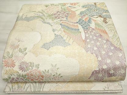 平和屋着物◎本箔佐賀錦　六通柄袋帯　花鳥文　金銀糸　正絹　逸品　DAAV7348cd