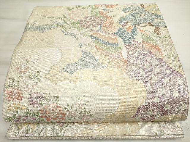 平和屋着物◎本箔佐賀錦　六通柄袋帯　花鳥文　金銀糸　正絹　逸品　DAAV7348cd