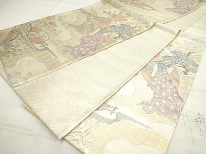 平和屋着物◎本箔佐賀錦　六通柄袋帯　花鳥文　金銀糸　正絹　逸品　DAAV7348cd