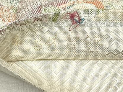平和屋着物◎本箔佐賀錦　六通柄袋帯　花鳥文　金銀糸　正絹　逸品　DAAV7348cd