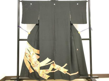 平和屋着物■豪華黒留袖 作家物 駒刺繍 束ね熨斗花文 金彩 正絹 逸品 DAAV7419cd