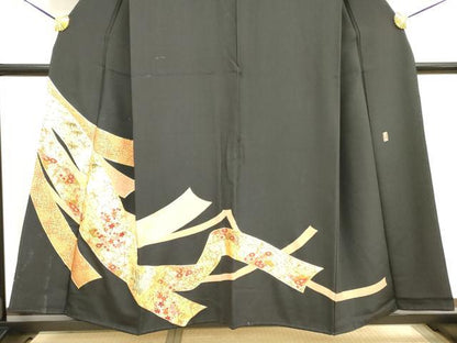 平和屋着物■豪華黒留袖 作家物 駒刺繍 束ね熨斗花文 金彩 正絹 逸品 DAAV7419cd
