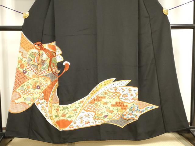 平和屋着物■豪華黒留袖 駒刺繍 飛鶴吉祥花文箱文 正絹 逸品 DAAV7458cd