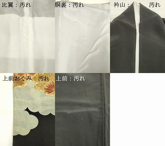 平和屋着物■豪華黒留袖　駒刺繍　雲取り吉祥文　金彩　正絹　逸品　DAAV7513cd