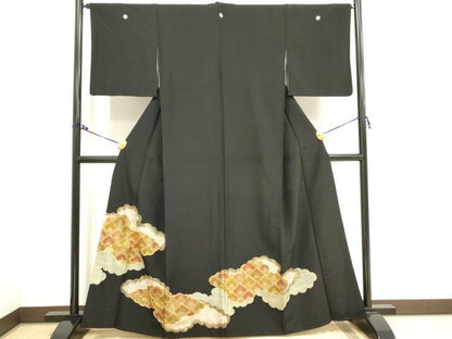 平和屋着物■豪華黒留袖　駒刺繍　雲取り吉祥文　金彩　正絹　逸品　DAAV7513cd