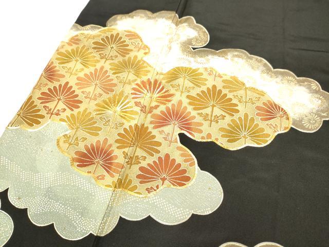 平和屋着物■豪華黒留袖　駒刺繍　雲取り吉祥文　金彩　正絹　逸品　DAAV7513cd