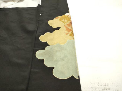 平和屋着物■豪華黒留袖　駒刺繍　雲取り吉祥文　金彩　正絹　逸品　DAAV7513cd