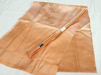平和屋着物●和装小物 帯締め・帯揚げセット・箱入り 枝桜 暈し染め 金彩 逸品 未使用 DAAV8021by