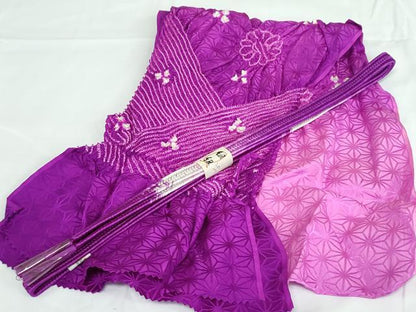 平和屋着物●和装小物　帯締め・帯揚げセット・箱入り　絞り　舞花文　逸品　未使用　DAAV8024by