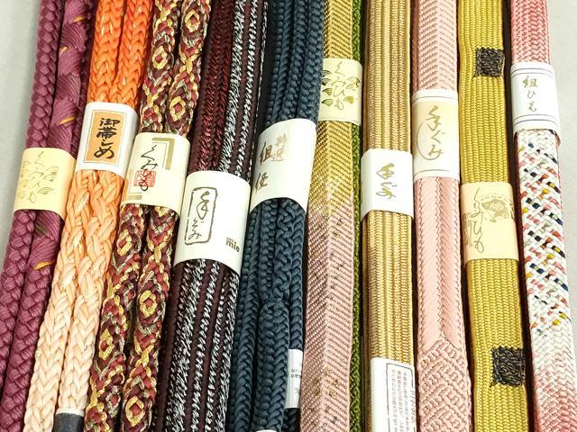 平和屋着物●和装小物　帯締め10本　御岳組　笹浪組　手組紐　くみひも　金糸　逸品　未使用　DAAV8035by