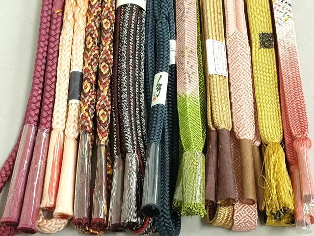 平和屋着物●和装小物　帯締め10本　御岳組　笹浪組　手組紐　くみひも　金糸　逸品　未使用　DAAV8035by