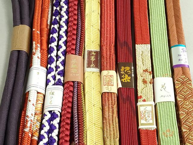 平和屋着物●和装小物 帯締め10本 泥染 高麗組 くみひも 金糸 逸品 未使用 DAAV8036by