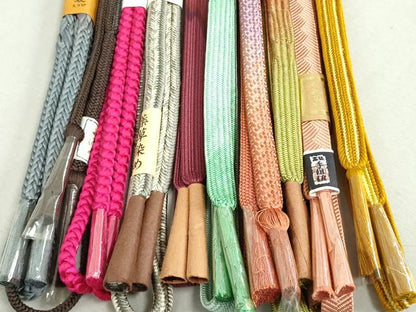 平和屋着物●和装小物 帯締め10本 泥染 薬草染 冠組 笹浪組 手組紐 くみひも 金糸 松坂屋扱い 逸品 未使用 DAAV8038by