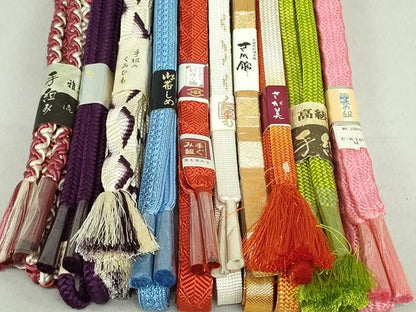 平和屋着物●和装小物　帯締め10本　唐組　佐賀錦　手組紐　くみひも　金糸　さが美扱い　逸品　未使用　DAAV8040by