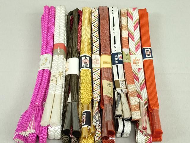 平和屋着物●和装小物 帯締め10本 笹浪組 佐賀錦 手組紐 くみひも 金糸 西武百貨店扱い 長尺あり 逸品 未使用 DAAV8044by