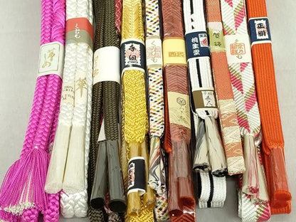 平和屋着物●和装小物 帯締め10本 笹浪組 佐賀錦 手組紐 くみひも 金糸 西武百貨店扱い 長尺あり 逸品 未使用 DAAV8044by