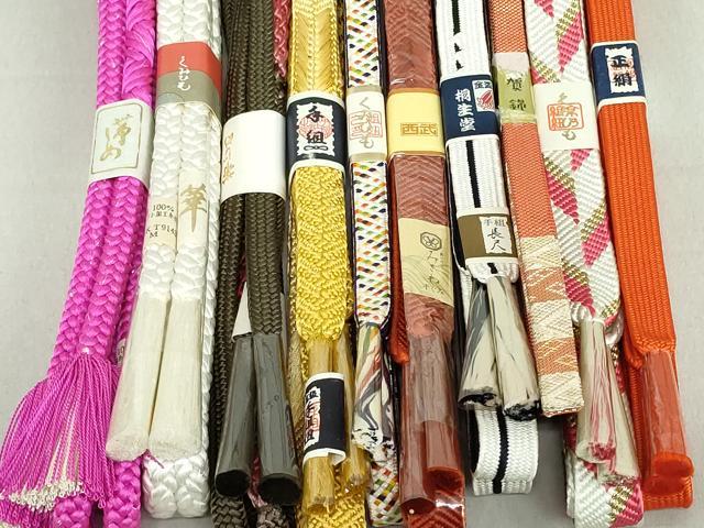 平和屋着物●和装小物 帯締め10本 笹浪組 佐賀錦 手組紐 くみひも 金糸 西武百貨店扱い 長尺あり 逸品 未使用 DAAV8044by