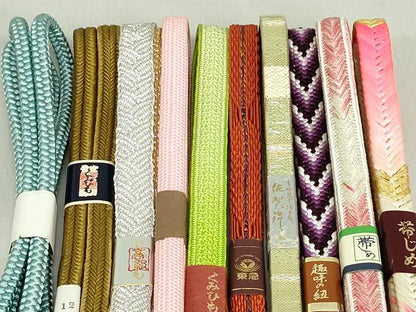 平和屋着物●和装小物　帯締め10本　冠組　佐賀錦　手組紐　くみひも　金銀糸　東急百貨店扱い　逸品　未使用　DAAV8048by