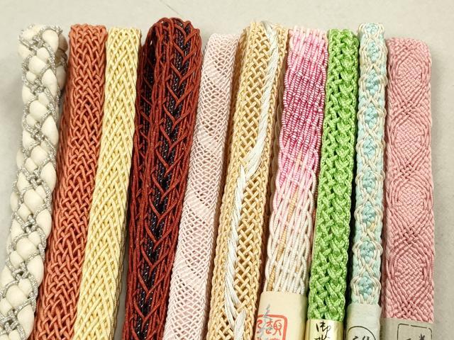 平和屋着物＊夏物　和装小物　帯締め10本　くみひも　手組紐　銀糸　逸品　未使用　DAAV8112by