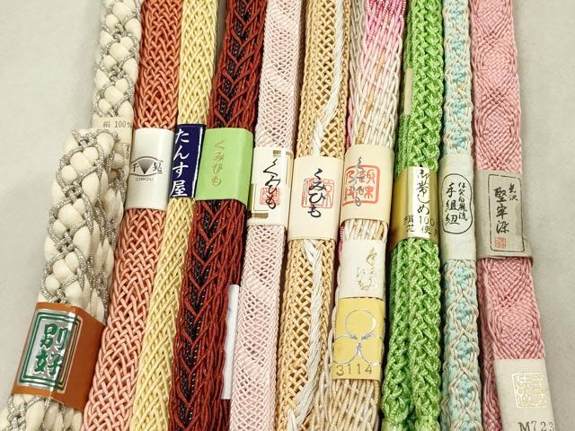 平和屋着物＊夏物　和装小物　帯締め10本　くみひも　手組紐　銀糸　逸品　未使用　DAAV8112by