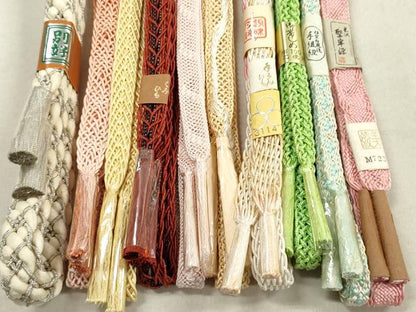 平和屋着物＊夏物　和装小物　帯締め10本　くみひも　手組紐　銀糸　逸品　未使用　DAAV8112by