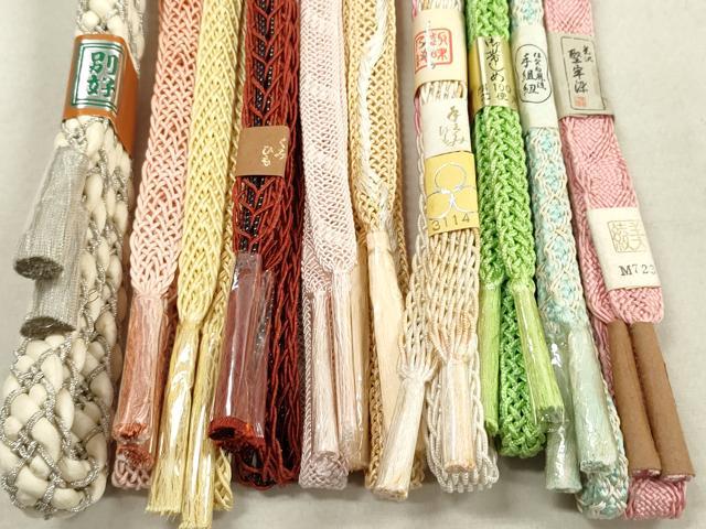平和屋着物＊夏物　和装小物　帯締め10本　くみひも　手組紐　銀糸　逸品　未使用　DAAV8112by
