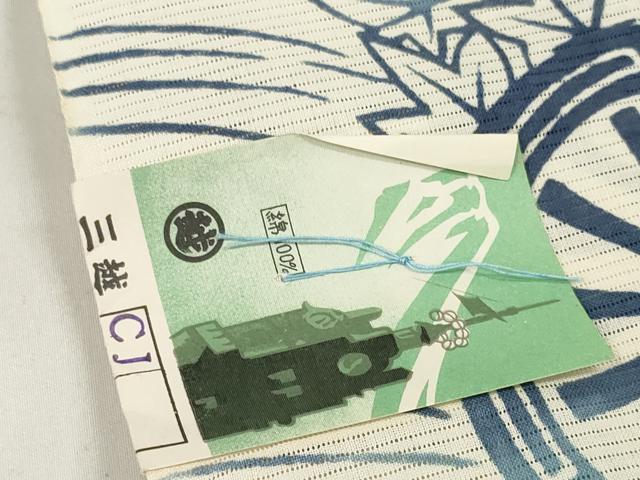 平和屋着物＊夏物 小紋 反物 着尺 綿絽 源氏車楓文 三越扱い 綿 逸品 未使用 DAAV8285zzz