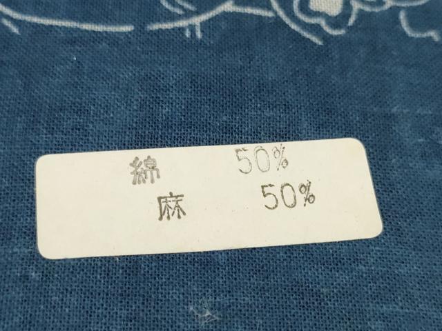 平和屋着物∴夏物 浴衣 反物 着尺 日本美術 正藍染 陶器花丸文 綿麻 逸品 未使用 DAAV8290zzz
