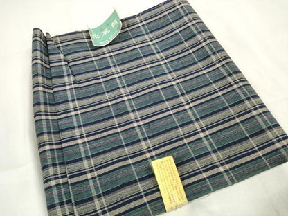 平和屋着物∴夏物　浴衣　反物　着尺　松風縮　格子柄　綿　逸品　未使用　DAAV8295zzz