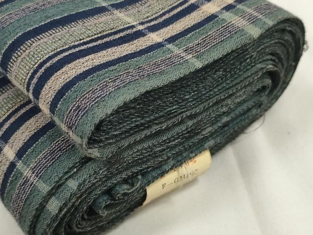 平和屋着物∴夏物　浴衣　反物　着尺　松風縮　格子柄　綿　逸品　未使用　DAAV8295zzz